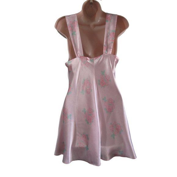 Vintage TJW by Mervyns Chemise Baby Doll Pink Rose Wide Strap Ladies M GUC - Picture 2 of 12